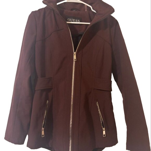Guess Women's Burgundy Hooded Jacket - Size Small - Picture 1 of 7